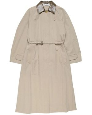 Acne Studios Belted Leather-Collar Coat - Natural
