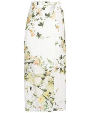 Erdem Hermia Linen Midi Skirt - Metallic
