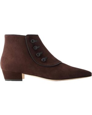 Manolo Blahnik Classic Cuffed Ankle Boots - Brown