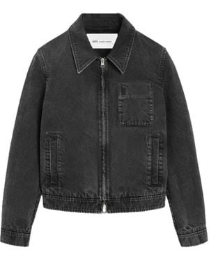 Ami Paris Ami Zip-Up Denim Jacket - Black