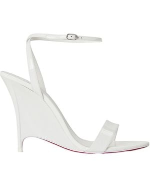 Christian Louboutin Leather Wedge Sandals - White