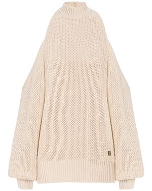 Balmain Cotton High-Neck Jumper - Natural