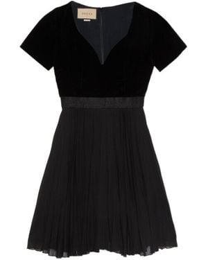 Gucci Logo Pleated Minidress - Black