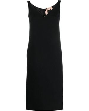 N°21 Ruched-Strap V-Neck Midi Dress - Black