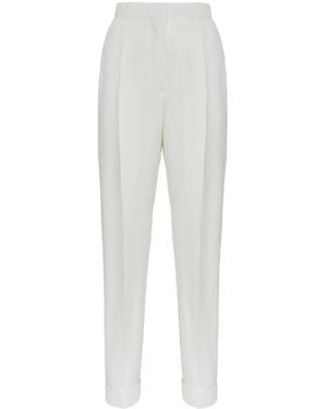 McQueen Pleat-Detail Cotton Trousers - White