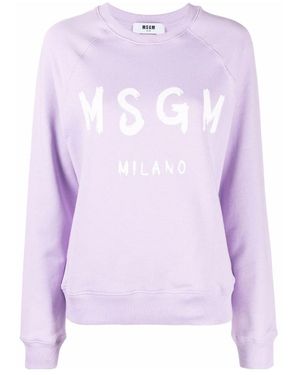 MSGM Logo Crew-Neck Sweatshirt - Purple