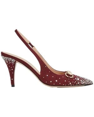 Gucci Slingback Pump With Crystal Horsebit, .5 Uk - Brown