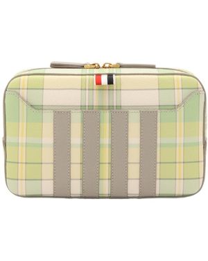 Thom Browne Plaid-Check Print Belt Bag - Metallic