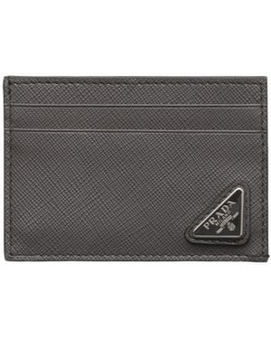 Prada Saffiano Leather Card Holder - Gray