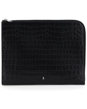 McQueen Croc Effect Logo Zip Pouch - Black