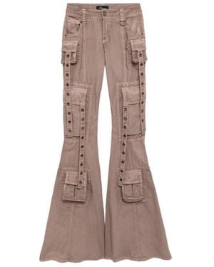 Blumarine Low-Rise Flared Cargo Pants - Brown
