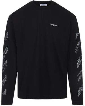 Tシャツ・カットソー Off-White White Long-Sleeved T-Shirt OFF-WHITE Diagonal Helvetica Long Sleeve T-Shirt White/Black