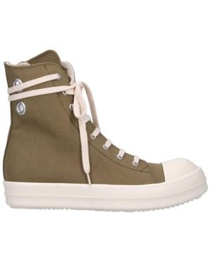 Rick Owens Eyelet-Detail Canvas High-Top Trainers - Brown