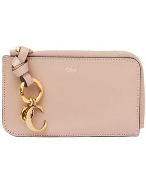 Chloé Alphabet Logo-Charm Zipped Leather Card Holder - Pink