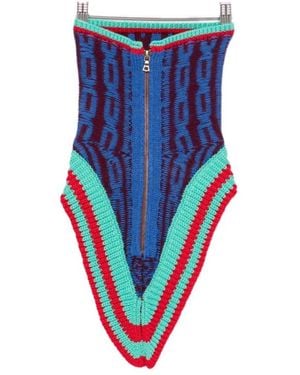Dries Van Noten Geometric-Patterned Infinity Scarf - Blue