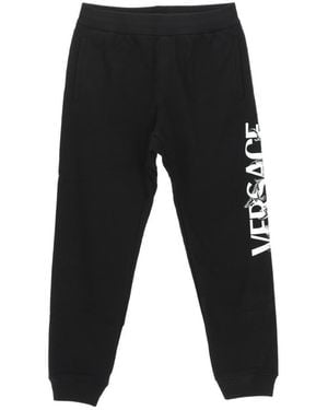 Versace Logo Printed Tapered Track Trousers - Black