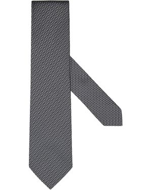 ZEGNA Geometric Pattern Jacquard Tie - Grey