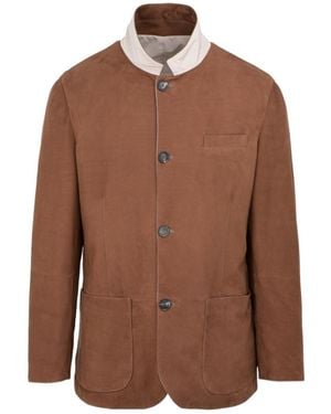 Brunello Cucinelli Reversible Button-Up Suede Jacket - Brown