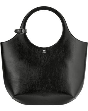 Courreges Courrèges Medium Holy Naplack Leather Bag - Black