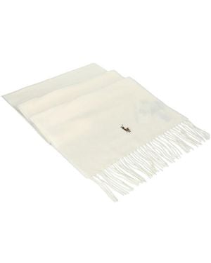 Polo Ralph Lauren Fringed Embroidered Scarf - White