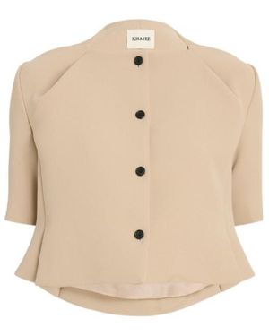 KHAITE Franc Pleated Button-Down Jacket - Natural