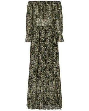 Pinko Paisley-Print Off-Shoulder Maxi Dress - Green