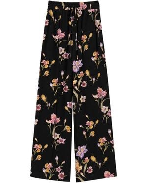 Twinset Allover Floral Printed Pants - Black