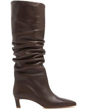 Alohas Kalila Pleated Leather Boots - Brown