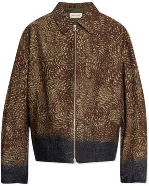 Dries Van Noten Graphic-Print Bomber Jacket - Brown