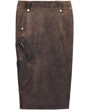 McQueen Leather Pencil Skirt - Brown