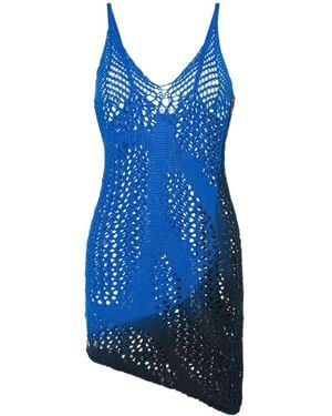 The Attico The Sleeveless Open-Knit Midi Dress - Blue