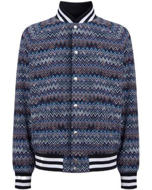 Missoni Zigzag Buttoned Bomber Jacket - Blue