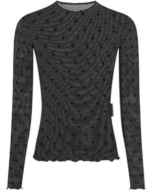 Marine Serre Plumetis Moon Mesh Top - Black