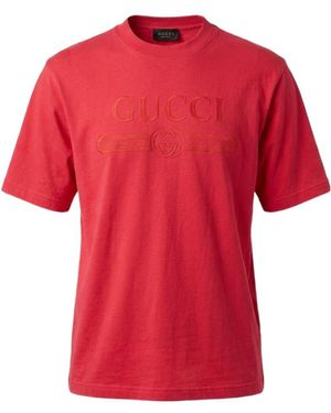 Gucci Cotton Jersey T-Shirt With Devoré Detail - Red