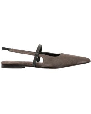 Brunello Cucinelli Pointed Toe Slingback Ballerinas - White