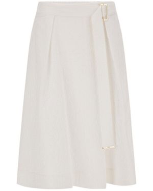 Herno Belted Textured Midi Skirt - White
