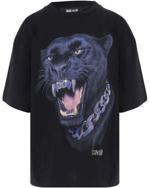 Just Cavalli Panther Print T-Shirt - Black