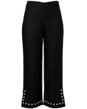 STAUD Linen-Blend Flared Pants - Black