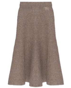 Burberry Asymmetrical Cut Flared Midi Skirt - Brown