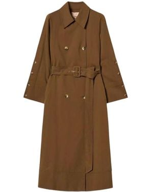 Twinset Long-Sleeved Belted Trench Coat - Brown