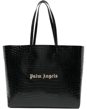 Palm Angels Logo Printed Large Tote Bag - Black