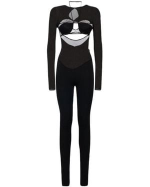 Nensi Dojaka Tulle Cutout Jumpsuit - Black