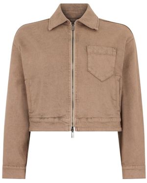 Peserico Cropped Zip-Up Long Sleeved Jacket - Brown