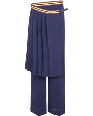 Dries Van Noten Pleated Layered Trousers - Blue