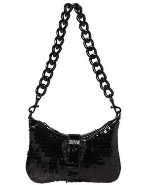 Versace Jeans Couture Sequin Logo-Plaque Shoulder Bag - Black