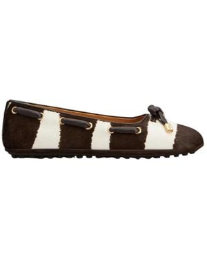 Tod's Round-Toed Ballet Shoes - Brown