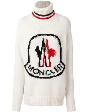 Moncler High-Necked Logo Icon Jumper - White