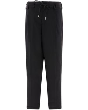 Sacai Drawstring Mid-Rise Tapered Trousers - Black