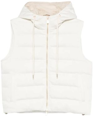 Eleventy Quilted-Pattern Gilet - White