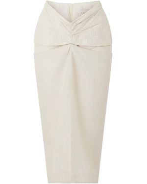 Lanvin Ruched-Detail Midi Skirt - White